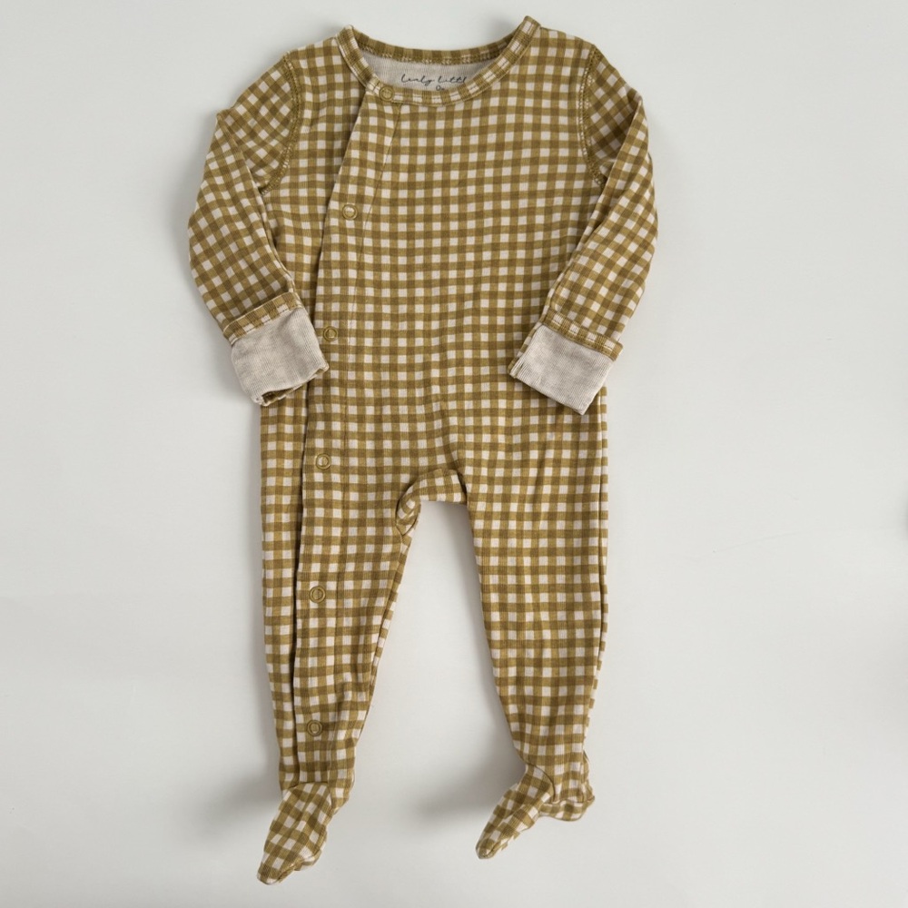 Lovely Littles gingham footed outfit nb